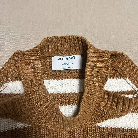 Old Navy Sleeveless Striped Shaker Stitch Sweater Medium Tall Fall Sweater Tank - Picture 3 of 11